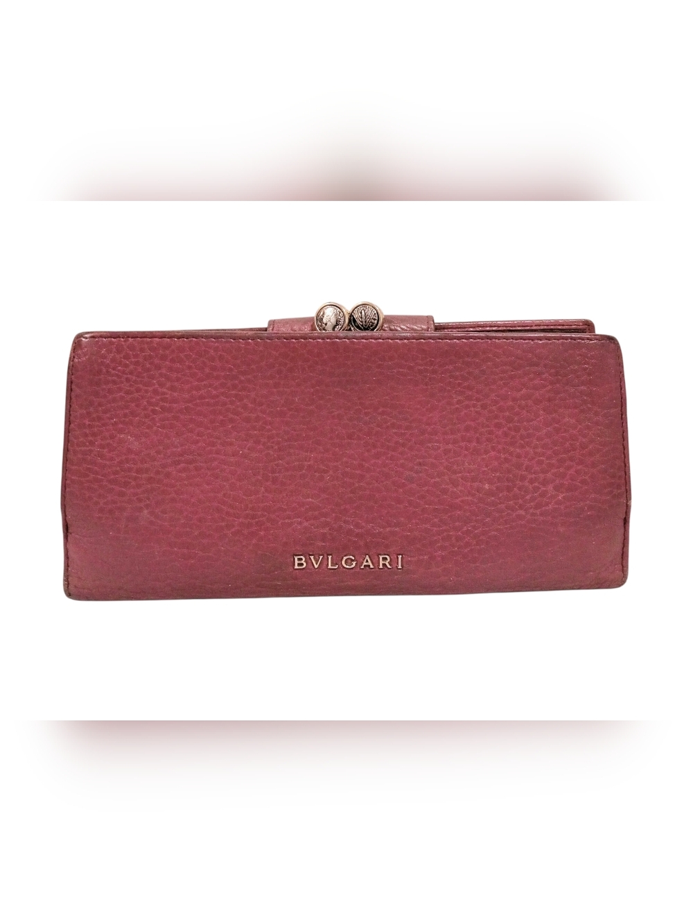 Bvlgari Monete Leather French Kiss-Lock Long Leather Wallet